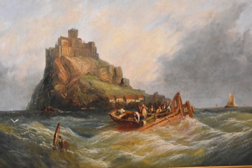 FINE VICTORIAN OIL PAINTING OF SAINT MICHAELS MOUNT - ADDITIONAL PHOTO 5