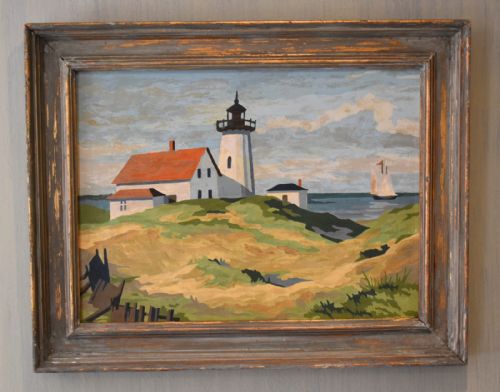 CHARMING 1930S OIL PAINTING OF A LIGHTHOUSE - ADDITIONAL PHOTO 1