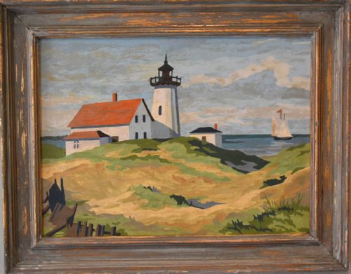 CHARMING 1930S OIL PAINTING OF A LIGHTHOUSE - ADDITIONAL PHOTO 2