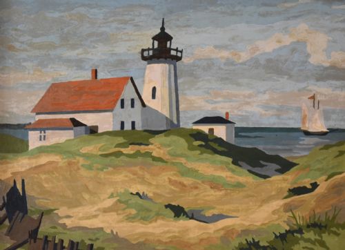 CHARMING 1930S OIL PAINTING OF A LIGHTHOUSE - ADDITIONAL PHOTO 3