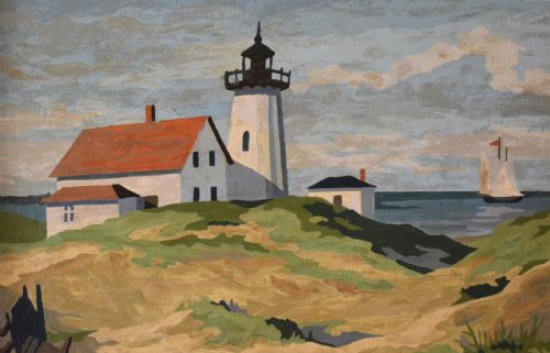 CHARMING 1930S OIL PAINTING OF A LIGHTHOUSE - ADDITIONAL PHOTO 5