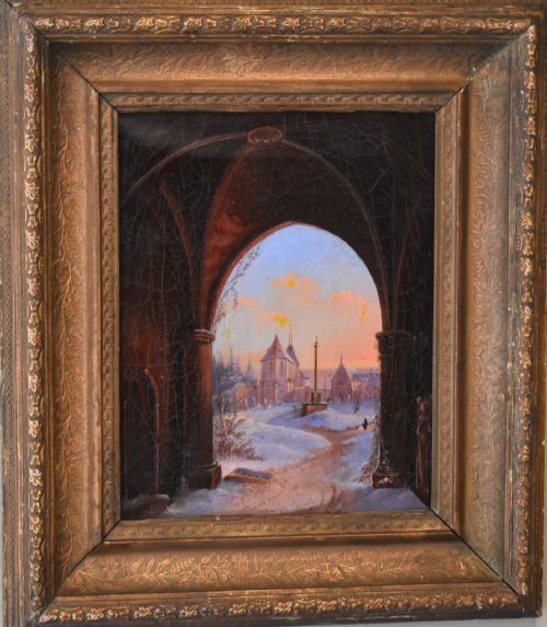 SMALL VICTORIAN GOTHIC OIL PAINTING BY FHART - ADDITIONAL PHOTO 1
