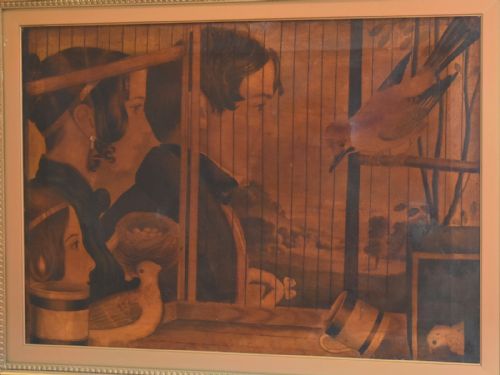 LARGE REGENCY PRINT OF A FAMILY WITH BIRDS - ADDITIONAL PHOTO 2