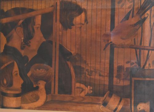 LARGE REGENCY PRINT OF A FAMILY WITH BIRDS - ADDITIONAL PHOTO 4