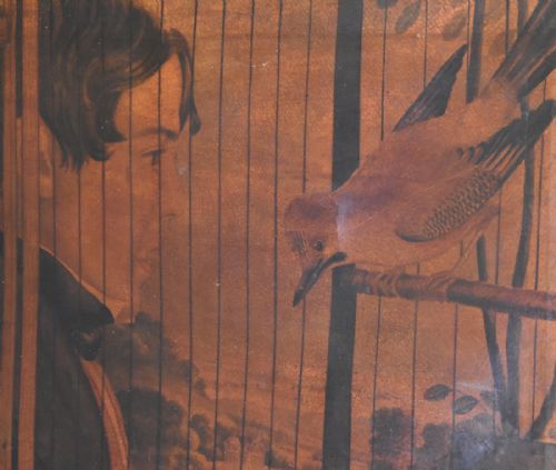 LARGE REGENCY PRINT OF A FAMILY WITH BIRDS - ADDITIONAL PHOTO 5