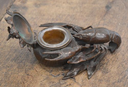 FINE ANIMALIER BRONZE LOBSTER INKWELL - ADDITIONAL PHOTO 1