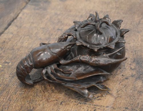 FINE ANIMALIER BRONZE LOBSTER INKWELL - ADDITIONAL PHOTO 3