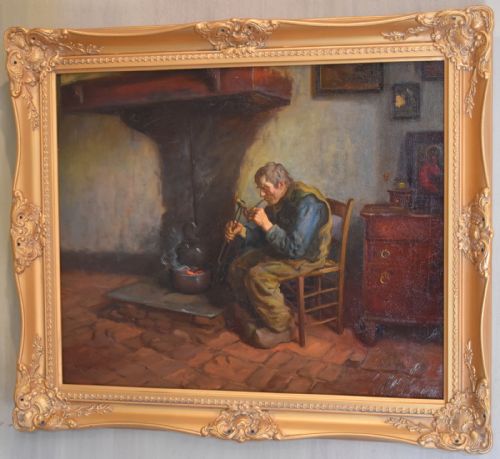 FINE SCOTTISH INTERIOR SCENE OIL PAINTING BY JPDOWNIE - ADDITIONAL PHOTO 1