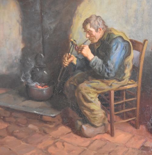 FINE SCOTTISH INTERIOR SCENE OIL PAINTING BY JPDOWNIE - ADDITIONAL PHOTO 3