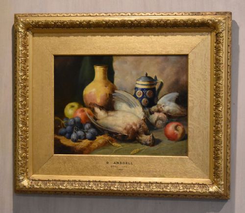 superb victorian still life oil painting by richard ansdell - CATEGORY: ANTIQUE ART - DATED VICTORIAN