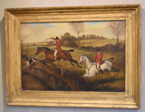 LARGE VICTORIAN HUNTING SCENE OIL PAINTING - ADDITIONAL PHOTO 1