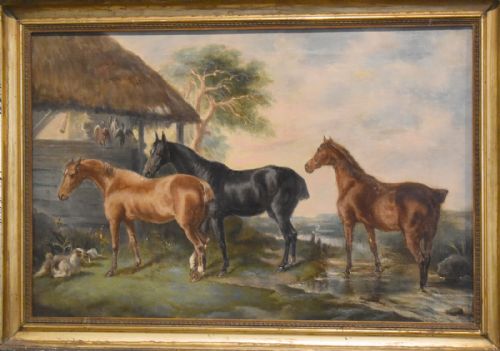 VICTORIAN OIL PAINTING OF HORSES BY H JONES - ADDITIONAL PHOTO 2