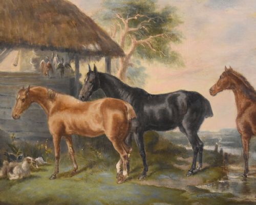 VICTORIAN OIL PAINTING OF HORSES BY H JONES - ADDITIONAL PHOTO 3