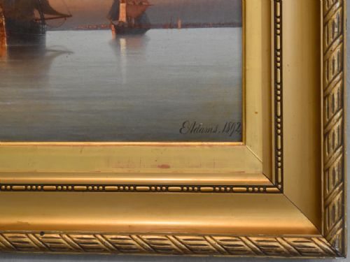 VICTORIAN MARINE OIL PAINTING BY EDWARD ADAMS - ADDITIONAL PHOTO 2