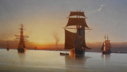 VICTORIAN MARINE OIL PAINTING BY EDWARD ADAMS - ADDITIONAL PHOTO 4