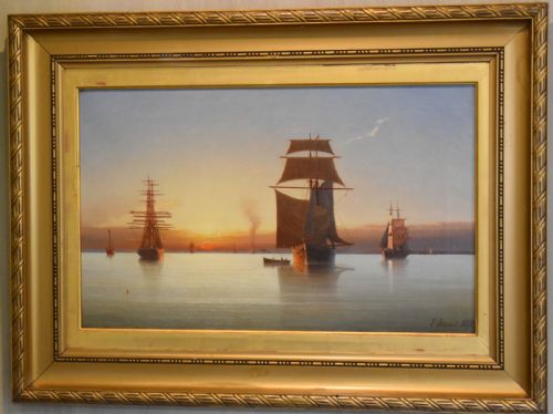 VICTORIAN MARINE OIL PAINTING BY EDWARD ADAMS - ADDITIONAL PHOTO 5