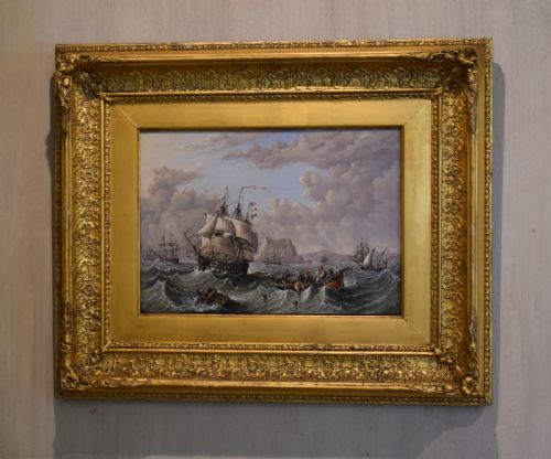 fine victorian marine oil painting of gibraltar - CATEGORY: ANTIQUE ART - DATED 1850