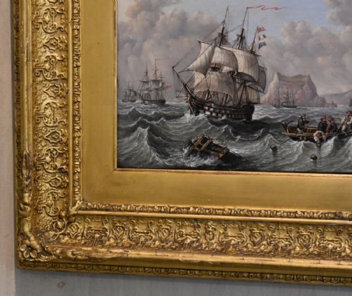 FINE VICTORIAN MARINE OIL PAINTING OF GIBRALTAR - ADDITIONAL PHOTO 1
