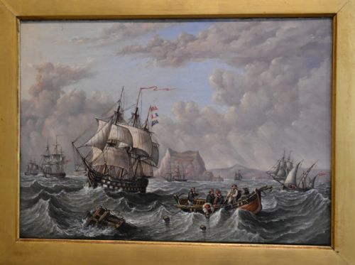 FINE VICTORIAN MARINE OIL PAINTING OF GIBRALTAR - ADDITIONAL PHOTO 2