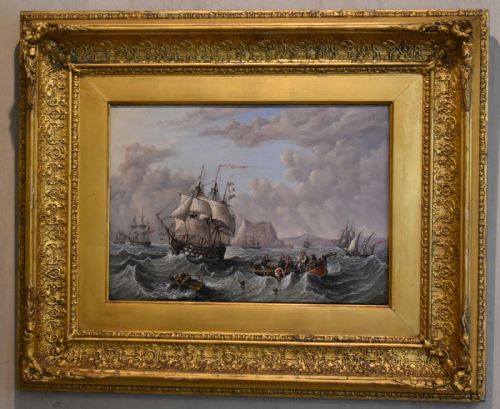 FINE VICTORIAN MARINE OIL PAINTING OF GIBRALTAR - ADDITIONAL PHOTO 3