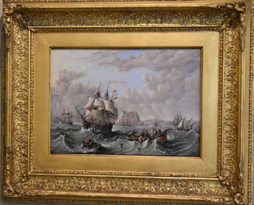 FINE VICTORIAN MARINE OIL PAINTING OF GIBRALTAR - ADDITIONAL PHOTO 5
