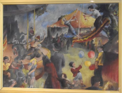 fairground oil painting by evelin winifred aston 18911975 - CATEGORY: ANTIQUE ART - DATED 1940