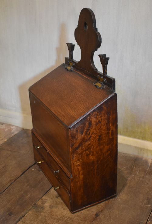 superb georgian oak candle box - CATEGORY: ANTIQUE BOXES - DATED GEORGIAN