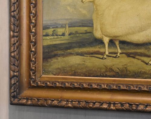 SUPERB PRIZE SHEEP OIL PAINTING - ADDITIONAL PHOTO 5