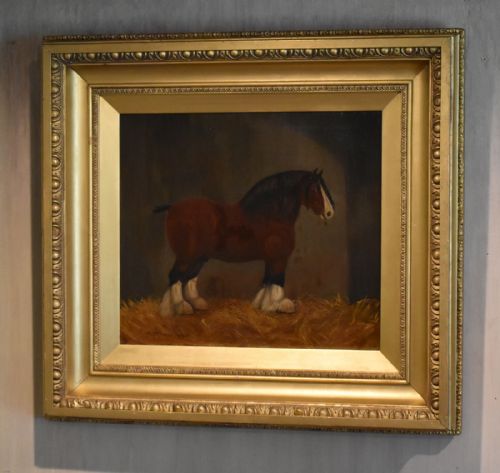 superb victorian shire horse painting - CATEGORY: ANTIQUE ART - DATED 1900
