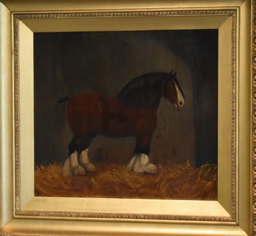 SUPERB VICTORIAN SHIRE HORSE PAINTING - ADDITIONAL PHOTO 2