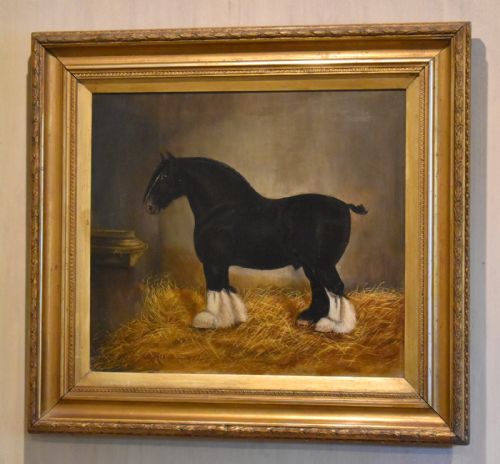 SUPERB VICTORIAN SHIRE HORSE OIL PAINTING - ADDITIONAL PHOTO 1