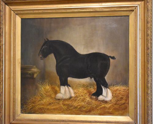 SUPERB VICTORIAN SHIRE HORSE OIL PAINTING - ADDITIONAL PHOTO 2