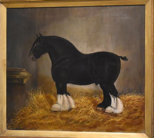 SUPERB VICTORIAN SHIRE HORSE OIL PAINTING - ADDITIONAL PHOTO 3