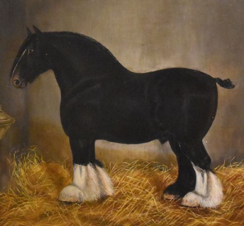 SUPERB VICTORIAN SHIRE HORSE OIL PAINTING - ADDITIONAL PHOTO 4