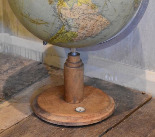 GLOBE WITH OAK BASE SET WITH COMPASS - ADDITIONAL PHOTO 5