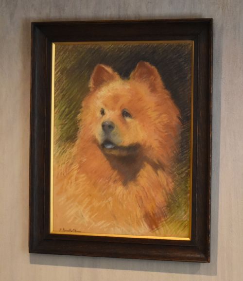 pastel drawing of a chow dog by faith kenworthy brown - CATEGORY: ANTIQUE ART - DATED 1920