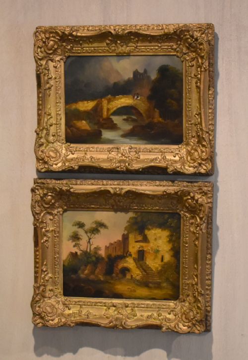 pair of victorian landscape oil paintings - CATEGORY: ANTIQUE ART - DATED 1850