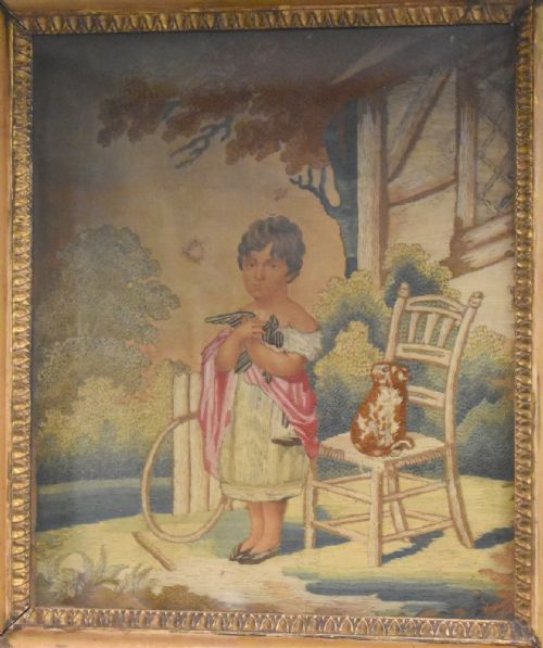 GEORGIAN WOOLWORK PICTURE OF A CHILD - ADDITIONAL PHOTO 2