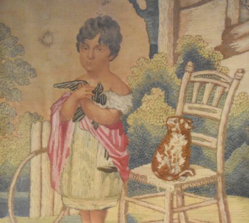 GEORGIAN WOOLWORK PICTURE OF A CHILD - ADDITIONAL PHOTO 3