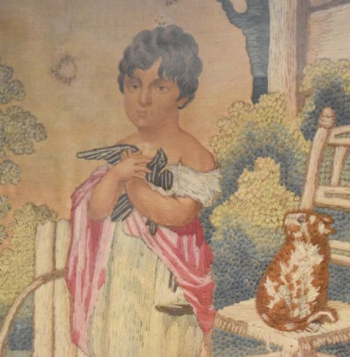 GEORGIAN WOOLWORK PICTURE OF A CHILD - ADDITIONAL PHOTO 4