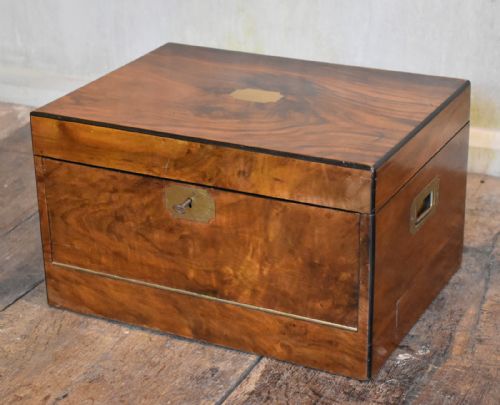 LARGE VICTORIAN FIGURED WALNUT JEWELLERY AND WRITING BOX - ADDITIONAL PHOTO 2
