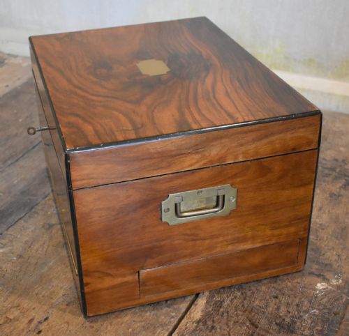 LARGE VICTORIAN FIGURED WALNUT JEWELLERY AND WRITING BOX - ADDITIONAL PHOTO 4