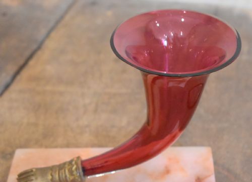 CRANBERRY GLASS CORNUCOPIA VASE - ADDITIONAL PHOTO 2