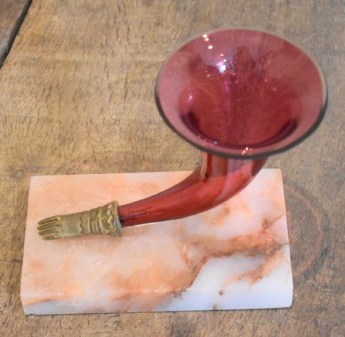 CRANBERRY GLASS CORNUCOPIA VASE - ADDITIONAL PHOTO 3