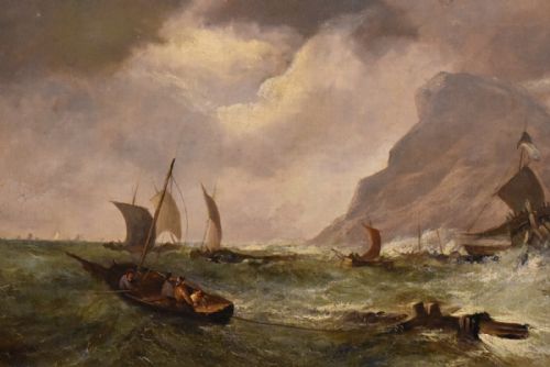 FINE VICTORIAN MARINE SEASCAPE OIL PAINTING - ADDITIONAL PHOTO 3