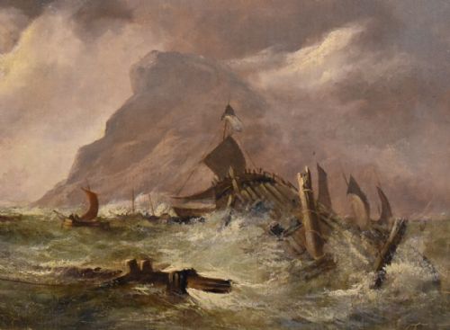 FINE VICTORIAN MARINE SEASCAPE OIL PAINTING - ADDITIONAL PHOTO 4