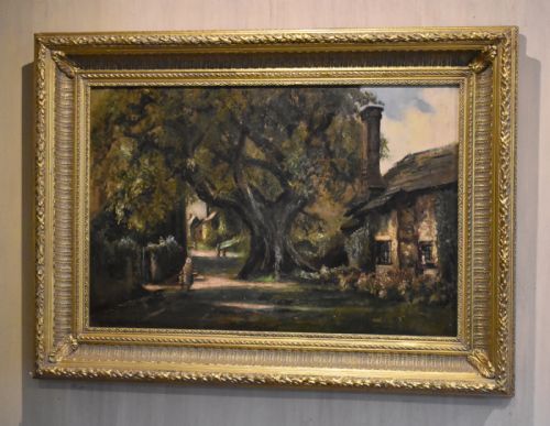 a somersetshire village oil painting by henry hadfield cubley - CATEGORY: ANTIQUE ART - DATED 1930