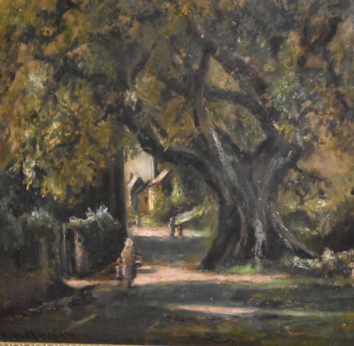 A SOMERSETSHIRE VILLAGE OIL PAINTING BY HENRY HADFIELD CUBLEY - ADDITIONAL PHOTO 4