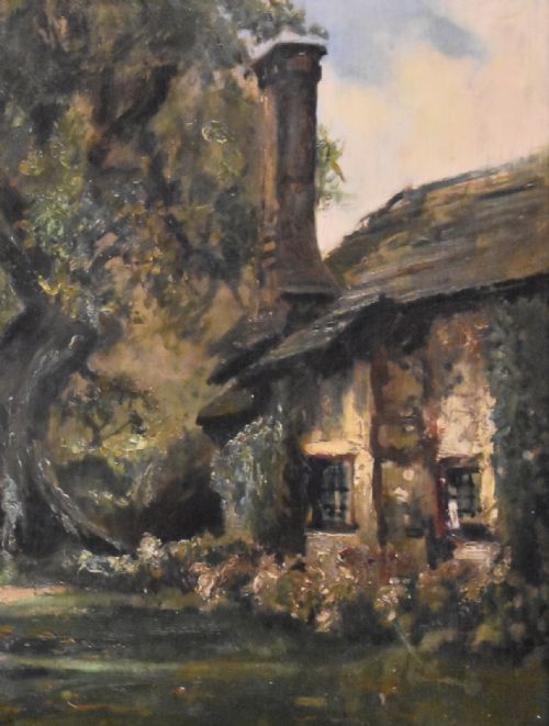 A SOMERSETSHIRE VILLAGE OIL PAINTING BY HENRY HADFIELD CUBLEY - ADDITIONAL PHOTO 5