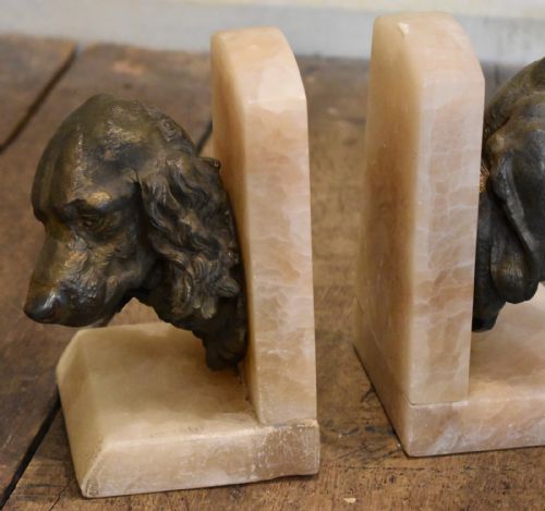 PAIR OF BOOKENDS MOUNTED WITH DOGS - ADDITIONAL PHOTO 1